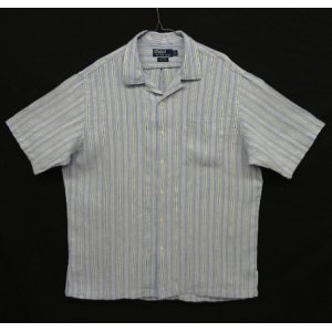 画像: 90'S RALPH LAUREN "CALDWELL"  リネン 半袖 オープンカラーシャツ ストライプ (VINTAGE)