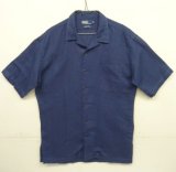 画像: 90'S RALPH LAUREN "CLAYTON" リネン/コットン 半袖 オープンカラーシャツ ネイビー (VINTAGE)