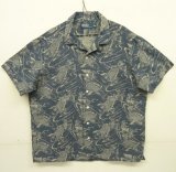 画像: 90'S RALPH LAUREN リネン/コットン 半袖 オープンカラーシャツ インディゴ/鯉柄 (VINTAGE)