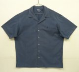 画像: 90'S RALPH LAUREN "CALDWELL" コットン 同色ロゴ 半袖 オープンカラーシャツ ネイビー (VINTAGE)