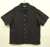 画像: 90'S RALPH LAUREN ヘリンボーンツイル 半袖 オープンカラーシャツ ブラック (VINTAGE)