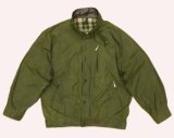 画像: 90'S BARBOUR 3クレスト 旧タグ "WAX COTTON BLOUSON" 襟レザー ショート丈 オイルドジャケット オリーブ イングランド製 (VINTAGE)