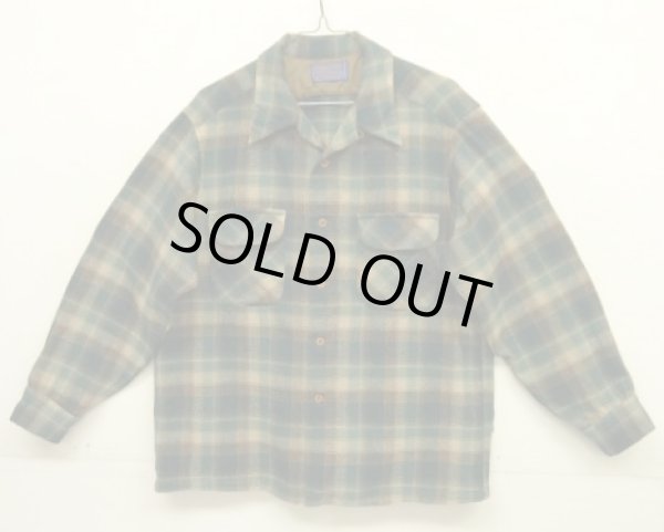 画像1: 70'S PENDLETON "BOARD SHIRT" ウール オープンカラーシャツ チェック柄 USA製 (VINTAGE)