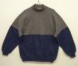 画像1: 90'S HANES モックネック カラーブロック スウェットシャツ チャコール/ネイビー USA製 (VINTAGE)