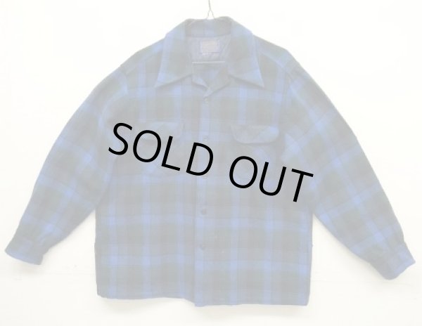 画像1: 60'S PENDLETON "BOARD SHIRT" ウール オープンカラーシャツ チェック柄 USA製 (VINTAGE)