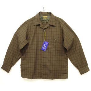 画像: 60'S PENDLETON "SIR PENDLETON" ウール 長袖 オープンカラーシャツ チェック柄 USA製 (DEADSTOCK)