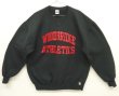 画像1: 90'S RUSSELL ATHLETIC "WOODBRIDGE ATHLETICS" 前Vガゼット付き クルーネック スウェットシャツ ブラック USA製 (VINTAGE)