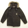 画像1: 80'S CARHARTT "TRADITIONAL COAT" フード付き 裏地ブランケット ダックジャケット ブラック USA製 (VINTAGE)