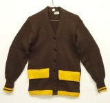 画像: 60'S SOUTH SIDE KNITTING MILLS ニット カーディガン ブラウン/イエロー (DEADSTOCK) 