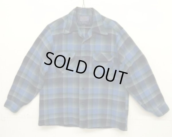 画像1: 70'S PENDLETON "BOARD SHIRT" ウール オープンカラーシャツ チェック柄 USA製 (VINTAGE)