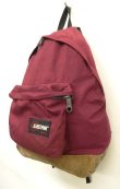 画像3: 80'S EASTPAK 旧タグ ボトムレザー ナイロン バックパック バーガンディ USA製 (VINTAGE)