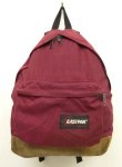 画像1: 80'S EASTPAK 旧タグ ボトムレザー ナイロン バックパック バーガンディ USA製 (VINTAGE)