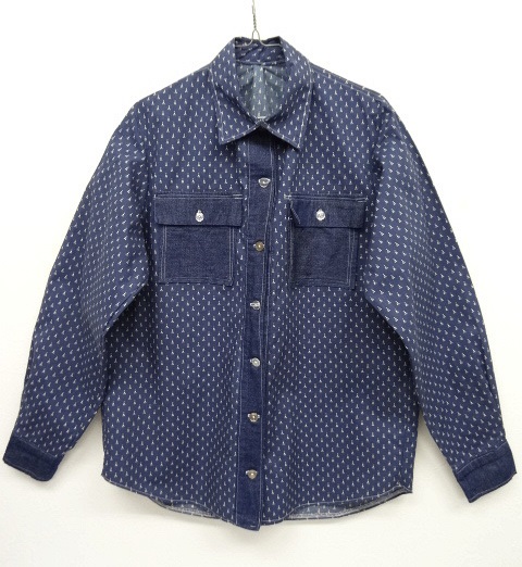 画像: UNKNOWN コットン/デニム 切替 長袖シャツ インディゴ/ドット柄 (VINTAGE) 「L/S Shirt」 入荷しました。