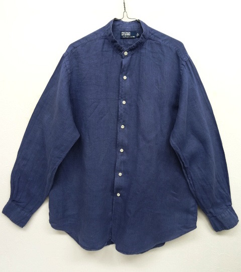 画像: RALPH LAUREN リメイク バンドカラー 長袖シャツ ネイビー (REMAKE) 「L/S Shirt」 入荷しました。