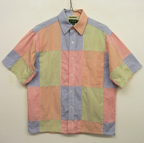 画像: 90'S J.CREW マルチストライプ 半袖 パッチワークシャツ (VINTAGE) 「S/S Shirt」 入荷しました。