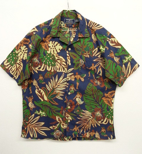 画像: 90'S POLO SPORT コットン オープンカラー アロハシャツ NAVY (VINTAGE) 「S/S Shirt」 入荷しました。