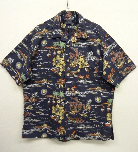 画像: 90'S POLO SPORT コットン オープンカラー アロハシャツ NAVY (VINTAGE) 「S/S Shirt」 入荷しました。