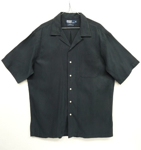 画像: 90'S RALPH LAUREN シルク/コットン オープンカラー 半袖シャツ BLACK (VINTAGE) 「S/S Shirt」 入荷しました。