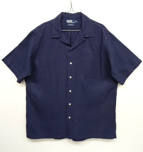 画像: 90'S RALPH LAUREN シルク/コットン オープンカラー 半袖シャツ NAVY (VINTAGE) 「S/S Shirt」 入荷しました。