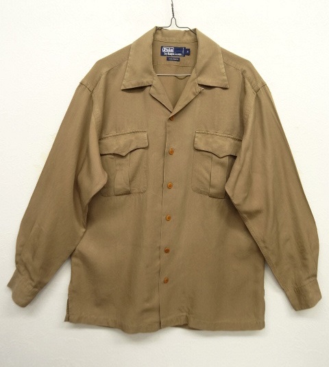 画像: 90'S RALPH LAUREN レーヨン オープンカラー 長袖シャツ TAN (VINTAGE) 「L/S Shirt」 入荷しました。