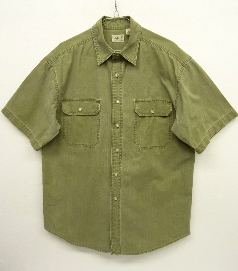 画像: 90'S L.L.Bean 半袖 ツイルシャツ オリーブ (USED) 「S/S Shirt」 入荷しました。