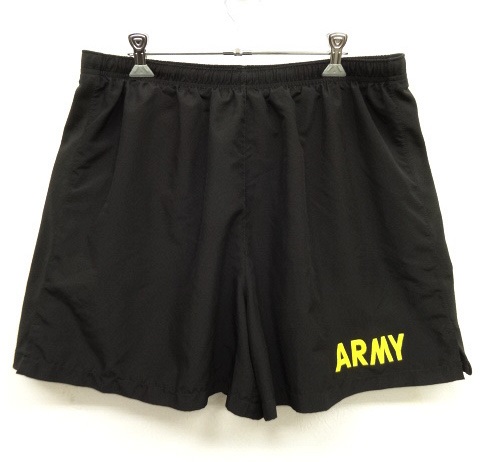 画像: アメリカ軍 US ARMY ナイロン トレーニングショーツ BLACK 文字YELLOW (USED) 「Shorts」 入荷しました。