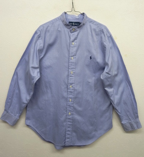 画像: RALPH LAUREN リメイク バンドカラー 長袖シャツ ヘリンボーン ブルー (REMAKE) 「L/S Shirt」 入荷しました。