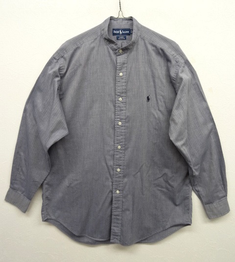 画像: RALPH LAUREN リメイク バンドカラー 長袖シャツ ヘリンボーン DKブルー (REMAKE) 「L/S Shirt」 入荷しました。