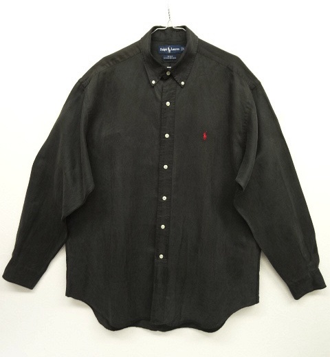 画像: 90'S RALPH LAUREN シルクリネン 長袖 ボタンダウンシャツ BLACK (VINTAGE) 「L/S Shirt」 入荷しました。