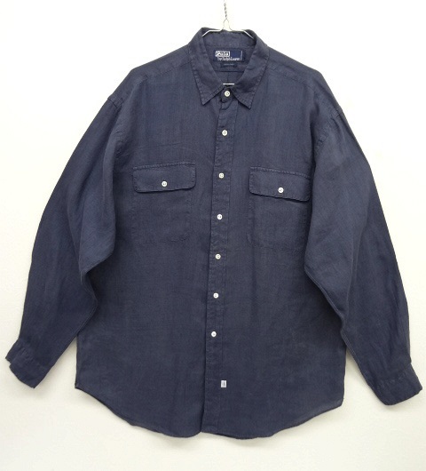 画像: 90'S RALPH LAUREN リネン 長袖シャツ NAVY (VINTAGE) 「L/S Shirt」 入荷しました。