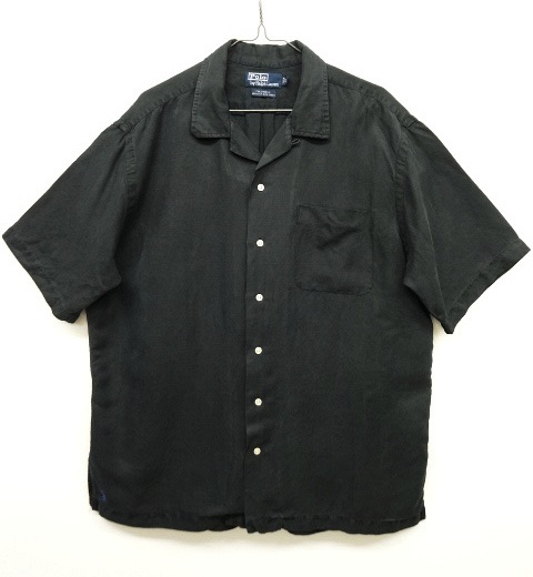 画像: 90'S RALPH LAUREN シルク/リネン 半袖 オープンカラーシャツ BLACK (VINTAGE) 「S/S Shirt」 入荷しました。