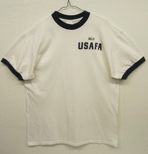 アメリカ軍 USAFA 染み込みプリント 半袖 リンガーTシャツ ホワイト