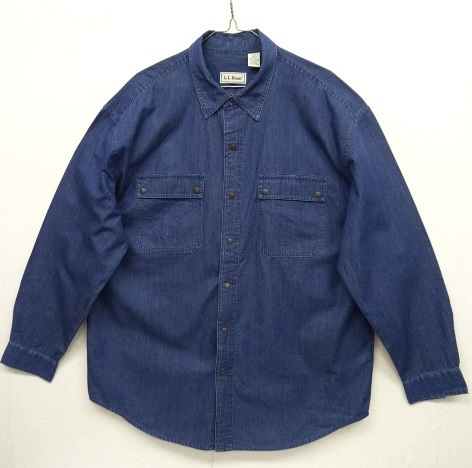 画像: 90'S LL Bean デニム 長袖シャツ インディゴ (VINTAGE) 「L/S Shirt」 入荷しました。