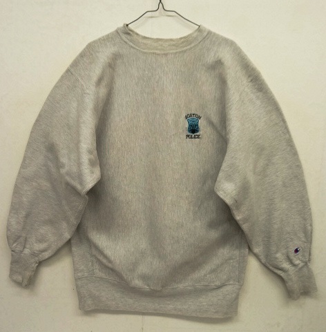 画像: 90'S CHAMPION "BOSTON POLICE" 刺繍タグ リバースウィーブ グレー USA製 (VINTAGE) 「Sweat Shirt」 入荷しました。