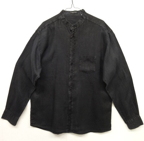 画像: ユーロヴィンテージ リネン100% ノーカラーシャツ BLACK イタリア製 (VINTAGE) 「L/S Shirt」 入荷しました。