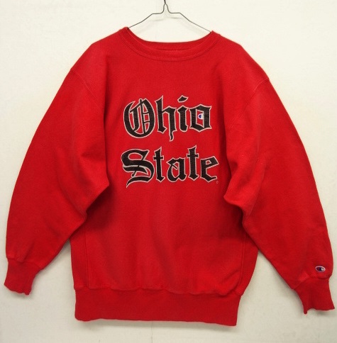 画像: 90'S CHAMPION "OHIO STATE(目あり）" 刺繍タグ リバースウィーブ レッド USA製 (VINTAGE) 「Sweat Shirt」 入荷しました。