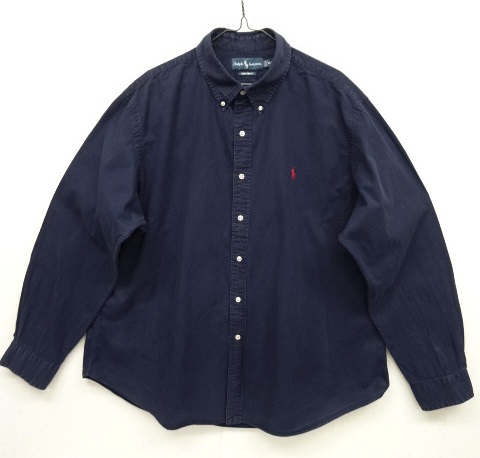 画像: 90'S RALPH LAUREN "CUSTOM FIT" コットンピケ BDシャツ NAVY (VINTAGE) 「L/S Shirt」 入荷しました。