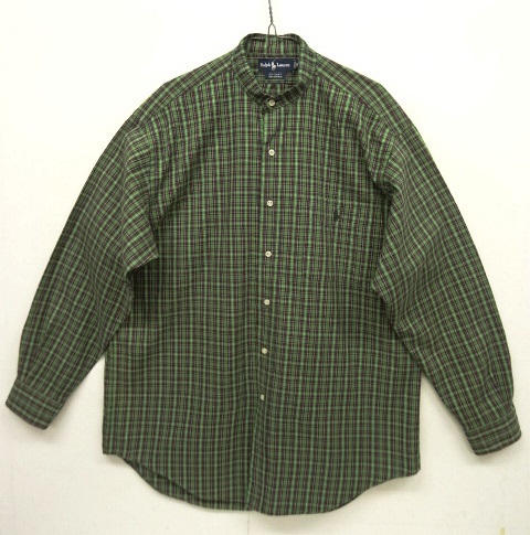 画像: 90'S RALPH LAUREN "BIG SHIRT" オックスフォード ノーカラーシャツ チェック (REMAKE) 「L/S Shirt」 入荷しました。