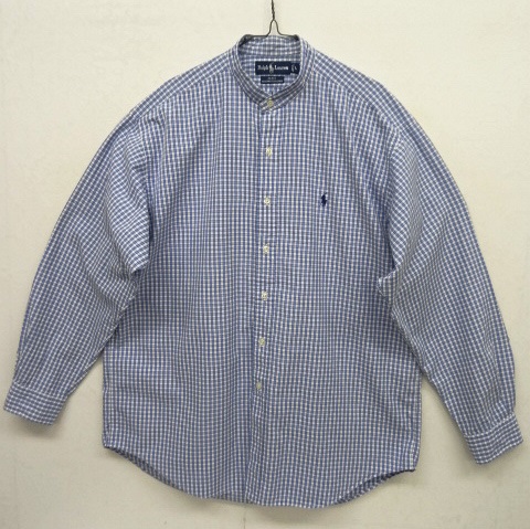 画像: 90'S RALPH LAUREN "BLAKE" 2PLYコットン ノーカラーシャツ チェック (REMAKE) 「L/S Shirt」 入荷しました。