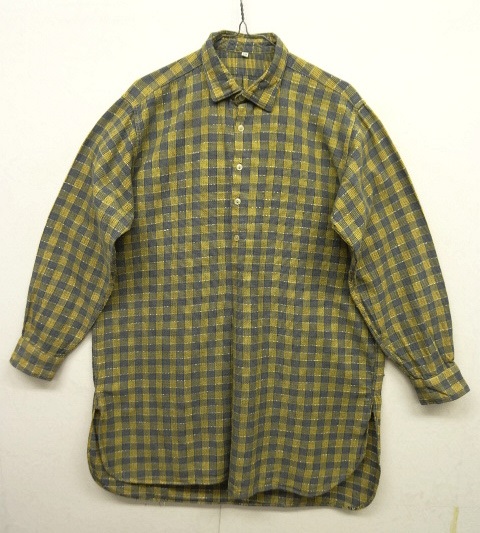 画像: ユーロヴィンテージ マチ付き グランパシャツ チェック柄 (VINTAGE) 「L/S Shirt」 入荷しました。