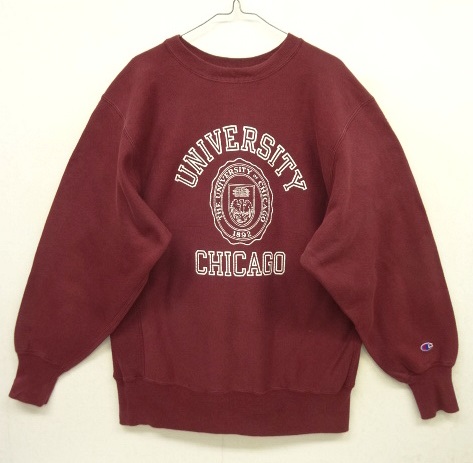 画像: 90'S CHAMPION "UNIVERSITY OF CHICAGO" 刺繍タグ リバースウィーブ バーガンディ USA製 (VINTAGE) 「Sweat Shirt」 入荷しました。