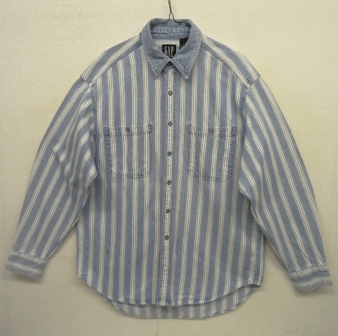 画像: 90'S GAP 旧タグ メタルボタン デニムシャツ ストライプ柄 (VINTAGE) 「L/S Shirt」 入荷しました。