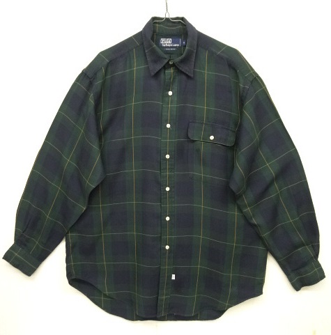 画像: 90'S RALPH LAUREN レーヨン100% 長袖シャツ ネイビー/グリーン チェック (VINTAGE) 「L/S Shirt」 入荷しました。