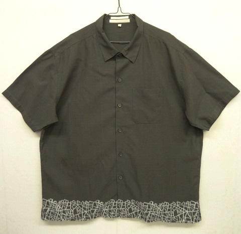 画像: 90'S PERRY ELLIS レーヨン/コットン 半袖 ボックスシャツ チャコール/ホワイト柄 (VINTAGE) 「S/S Shirt」 入荷しました。