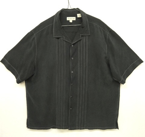 画像: PRONTO UOMO シルク フロントステッチ入り 半袖 オープンカラーシャツ ブラック (VINTAGE) 「S/S Shirt」 入荷しました。