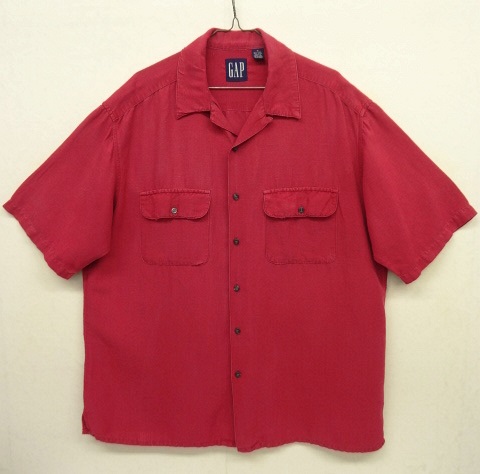 画像: 90'S GAP 旧タグ リネン/レーヨン 半袖 オープンカラーシャツ レッド (VINTAGE) 「S/S Shirt」 入荷しました。