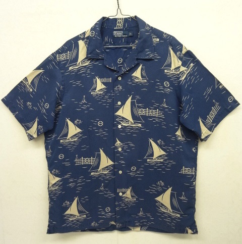 画像: 90'S RALPH LAUREN シルク/リネン 半袖 オープンカラーシャツ ヨット柄 (VINTAGE) 「S/S Shirt」 入荷しました。