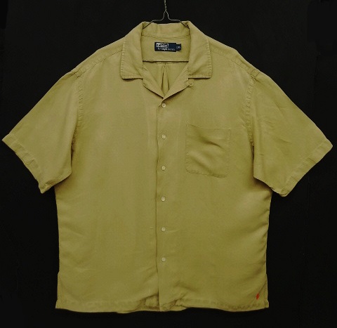 画像: 90'S RALPH LAUREN 裾ロゴ刺繍 シルク/リネン 半袖 オープンカラーシャツ ベージュ (VINTAGE) 「S/S Shirt」 入荷しました。