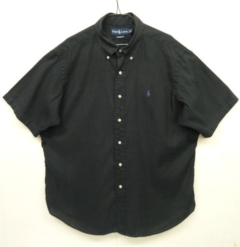 画像: 90'S RALPH LAUREN "CLASSIC FIT" リネン/コットン 半袖 BDシャツ ブラック (VINTAGE) 「S/S Shirt」 入荷しました。