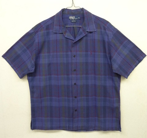 画像: 90'S RALPH LAUREN "CALDWELL" コットン 半袖 オープンカラーシャツ インディゴ染め チェック柄 (VINTAGE) 「S/S Shirt」 入荷しました。